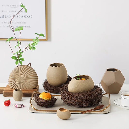Eggshell-Shaped Ceramic Bowls for Creative Table Settings